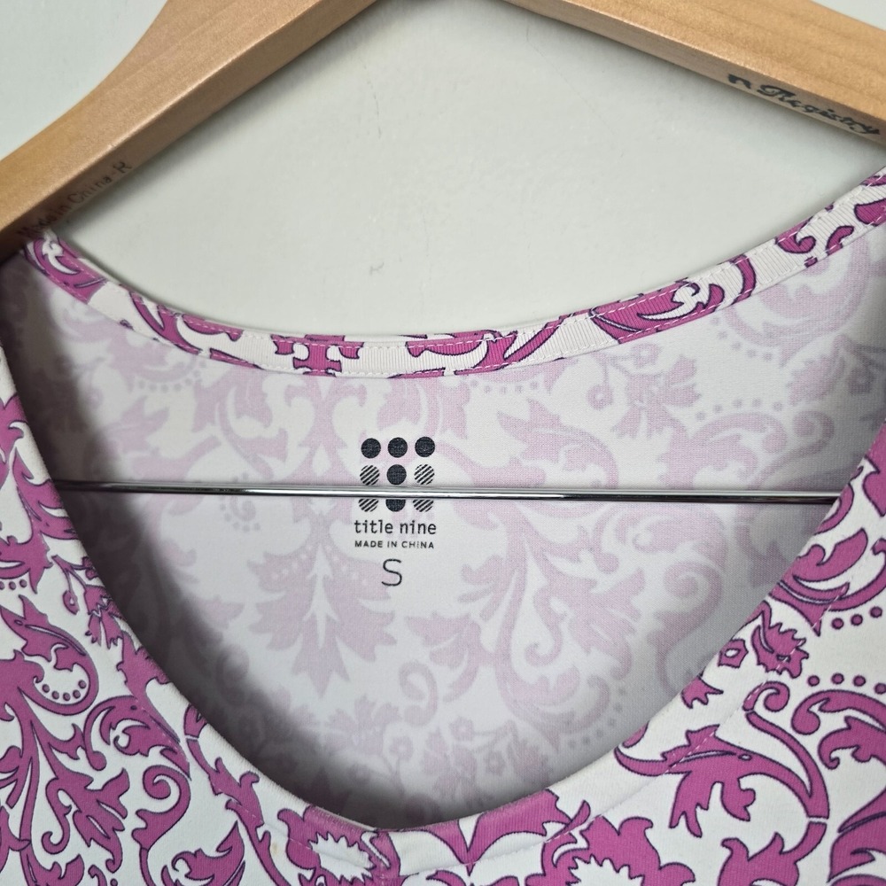 Title Nine Pink White Floral Active Boho Dress Small Stretch Sleeveless Summer‎ - Picture 2 of 7